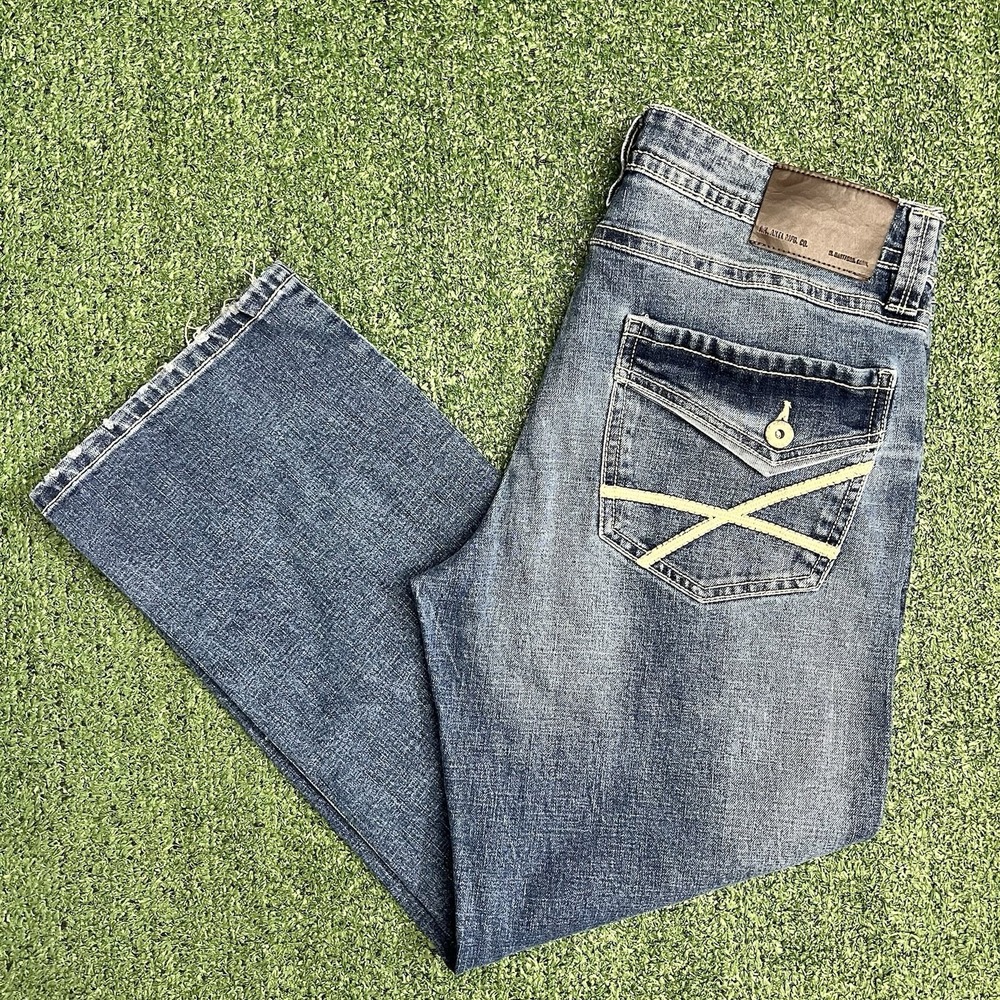 TK Axel Slim Boot Light Wash Jeans Y2K Bootcut Denim 34 x 30 Cowboy Rodeo Jeans